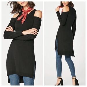 JustFab Black Cold Shoulder Sweater Tunic Dress Sz S